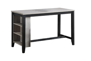 English Elm 5-piece Counter Height Dining Set Gray Wood Melamine Top with Built-in Shelf Storage B089P524529