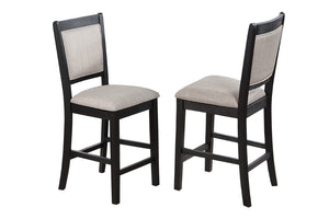 English Elm 5-piece Counter Height Dining Set Square Table Open Shelf Upholstered Chairs Kitchen B089P524530