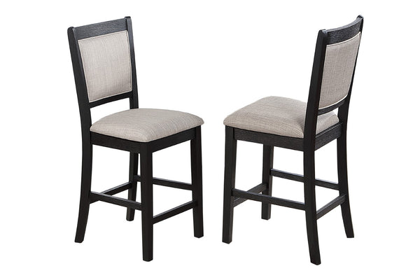 English Elm 5-piece Counter Height Dining Set Square Table Open Shelf Upholstered Chairs Kitchen B089P524530