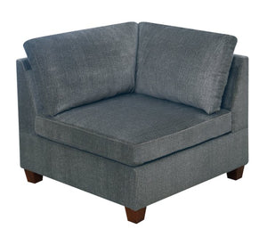 English Elm Modular Three Piece Chenille Corner Chair and Ottoman Set for Relaxed Living Rooms B089S00004