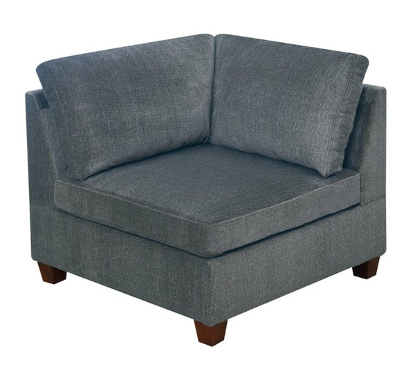 English Elm Modular Three Piece Chenille Corner Chair and Ottoman Set for Relaxed Living Rooms B089S00004