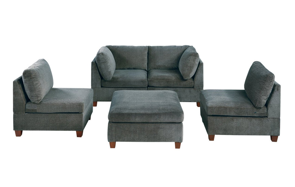 English Elm Modula Five Piece Chenille Modular Sectional Set for Flexible Living Room Arrangements B089S00005