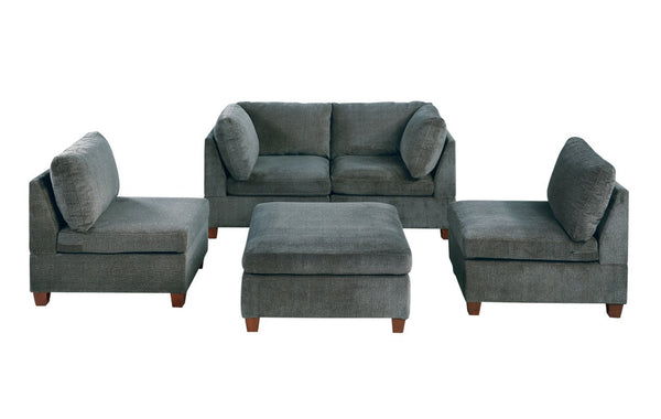 English Elm Modula Five Piece Chenille Modular Sectional Set for Flexible Living Room Arrangements B089S00005