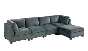 English Elm Modula Five Piece Chenille Sectional System Flexible Modular Living Room Seating Set B089S00006