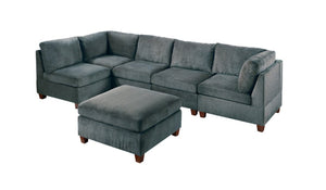 English Elm Modular Six Piece Chenille Sectional System for Versatile Contemporary Living Rooms B089S00007