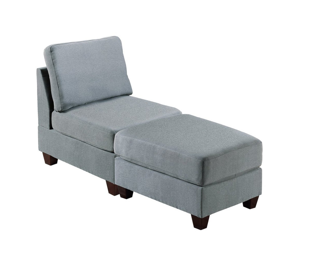 English Elm Modular Armless Chair and Ottoman Set Linen Fabric Low Profile Living Room Seating B089S00069