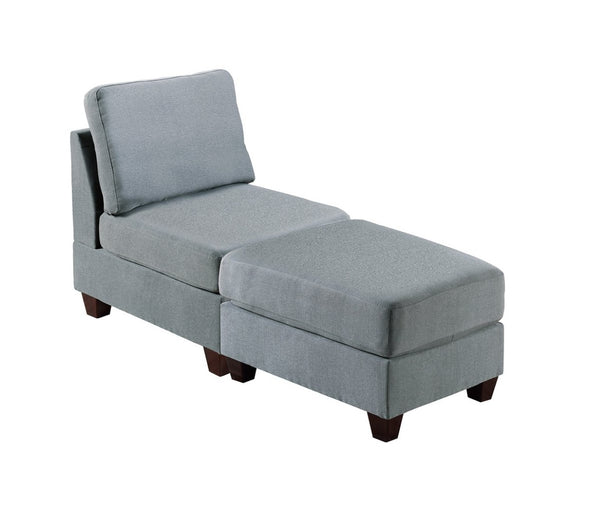 English Elm Modular Armless Chair and Ottoman Set Linen Fabric Low Profile Living Room Seating B089S00069