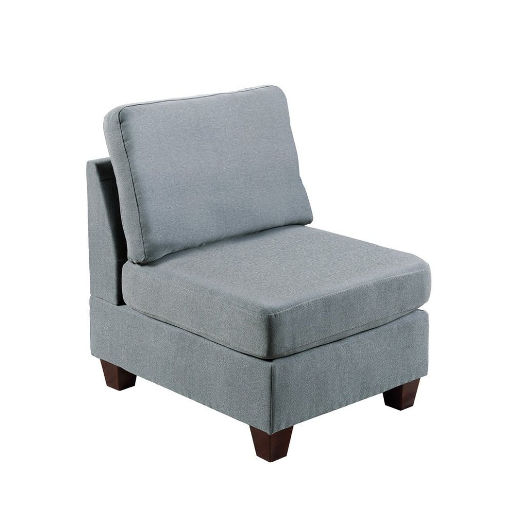 English Elm Modular Armless Chair and Ottoman Set Linen Fabric Low Profile Living Room Seating B089S00069