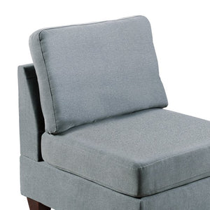 English Elm Modular Armless Chair and Ottoman Set Linen Fabric Low Profile Living Room Seating B089S00069