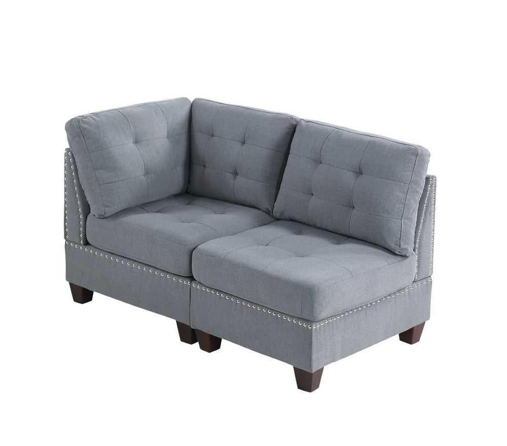 English Elm Modular Two Piece Linen Upholstered Sectional Starter Set for Contemporary Living Rooms B089S00085