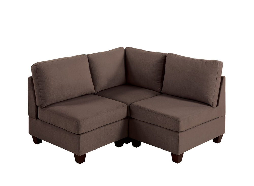 English Elm Modular Three Piece Linen Fabric Sectional Set for Flexible Living Room Arrangement B089S00146