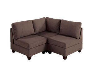 English Elm Modular Three Piece Linen Fabric Sectional Set for Flexible Living Room Arrangement B089S00146