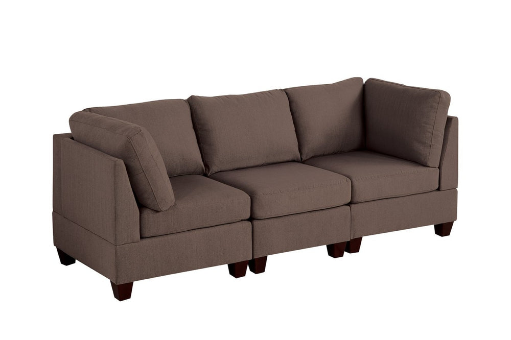 English Elm Modular Three Piece Linen Fabric Sectional Seating Set for Flexible Living Room Layouts B089S00147
