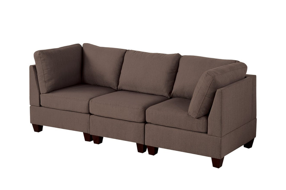 English Elm Modular Three Piece Linen Fabric Sectional Seating Set for Flexible Living Room Layouts B089S00147