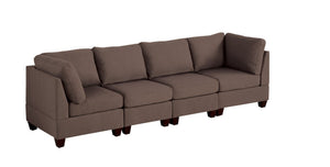 English Elm Modular Four Piece Linen Upholstered Sectional Set for Contemporary Living Rooms B089S00150