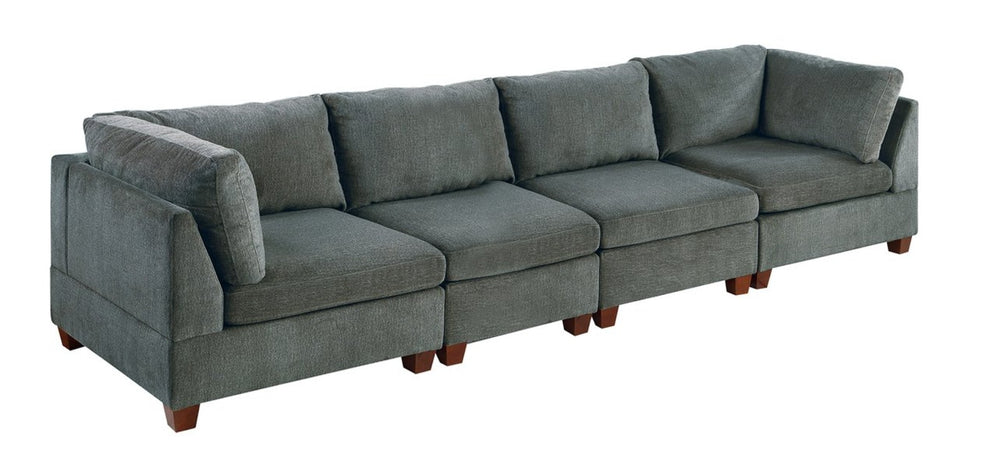 English Elm Modular Four Piece Chenille Sectional Sofa for Flexible Living Room Arrangements B089S00155