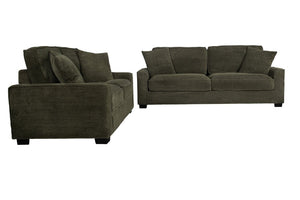 English Elm 2 Piece Corduroy Living Room Sofa Set with Ribbed Texture and Padded Track Arms B089S00180
