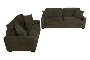 English Elm 2 Piece Corduroy Living Room Sofa Set with Ribbed Texture and Padded Track Arms B089S00180