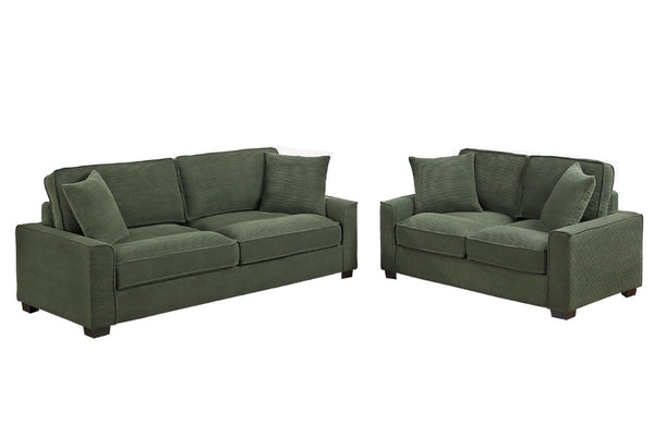 English Elm 2 Piece Corduroy Living Room Sofa Set with Ribbed Texture and Padded Track Arms B089S00180