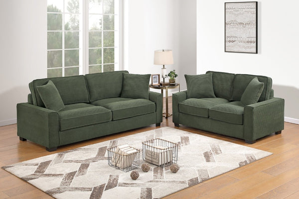 English Elm 2 Piece Corduroy Living Room Sofa Set with Ribbed Texture and Padded Track Arms B089S00180