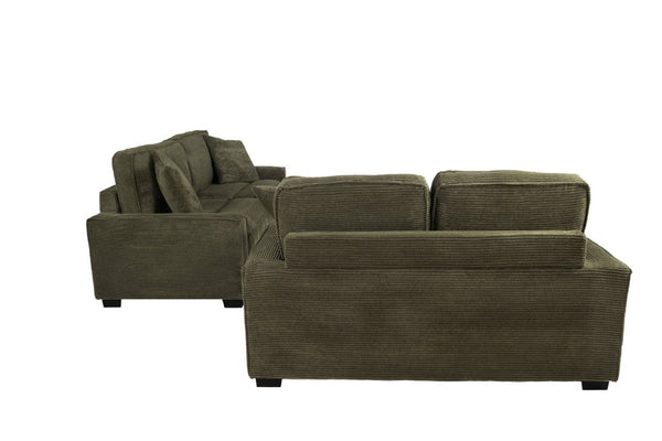 English Elm 2 Piece Corduroy Living Room Sofa Set with Ribbed Texture and Padded Track Arms B089S00180