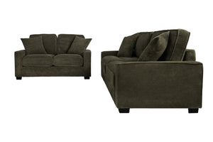 English Elm 2 Piece Corduroy Living Room Sofa Set with Ribbed Texture and Padded Track Arms B089S00180
