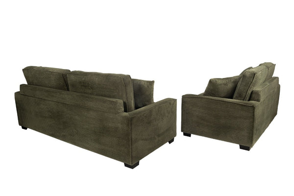 English Elm 2 Piece Corduroy Living Room Sofa Set with Ribbed Texture and Padded Track Arms B089S00180