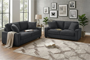 English Elm 2 Piece Corduroy Sofa and Loveseat Set Ribbed Upholstery for Modern Living Rooms B089S00181