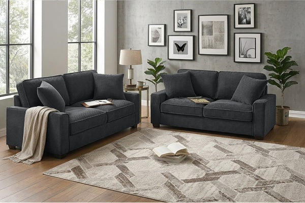 English Elm 2 Piece Corduroy Sofa and Loveseat Set Ribbed Upholstery for Modern Living Rooms B089S00181