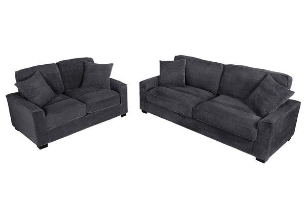 English Elm 2 Piece Corduroy Sofa and Loveseat Set Ribbed Upholstery for Modern Living Rooms B089S00181