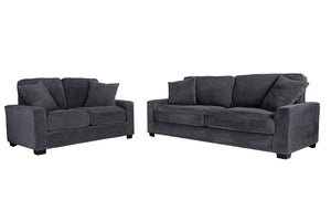 English Elm 2 Piece Corduroy Sofa and Loveseat Set Ribbed Upholstery for Modern Living Rooms B089S00181