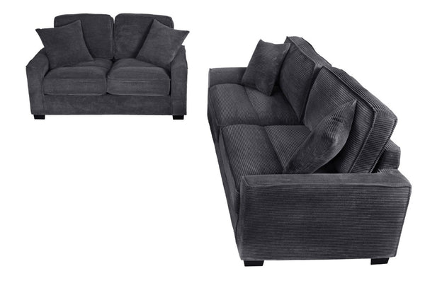 English Elm 2 Piece Corduroy Sofa and Loveseat Set Ribbed Upholstery for Modern Living Rooms B089S00181