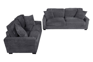 English Elm 2 Piece Corduroy Sofa and Loveseat Set Ribbed Upholstery for Modern Living Rooms B089S00181