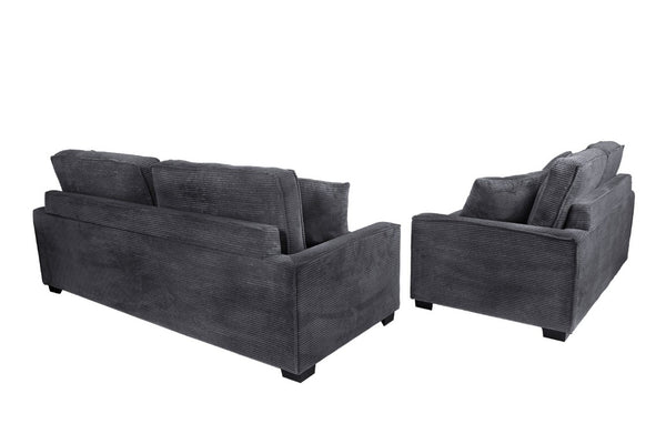 English Elm 2 Piece Corduroy Sofa and Loveseat Set Ribbed Upholstery for Modern Living Rooms B089S00181
