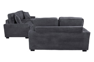 English Elm 2 Piece Corduroy Sofa and Loveseat Set Ribbed Upholstery for Modern Living Rooms B089S00181