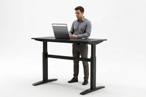 English Elm 47 Inch Manual Height Adjustable Standing Desk with Steel Frame for Home Office B091P183642