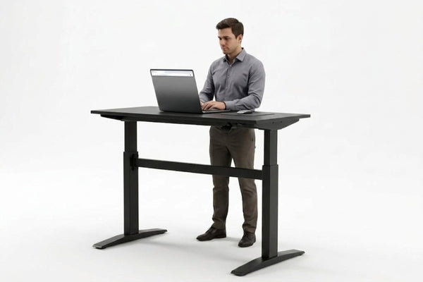 English Elm 47 Inch Manual Height Adjustable Standing Desk with Steel Frame for Home Office B091P183642