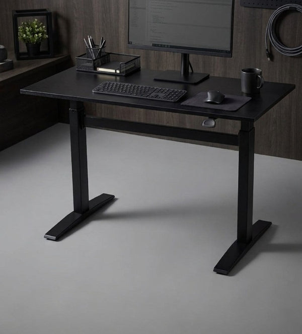 English Elm 47 Inch Manual Height Adjustable Standing Desk with Steel Frame for Home Office B091P183642