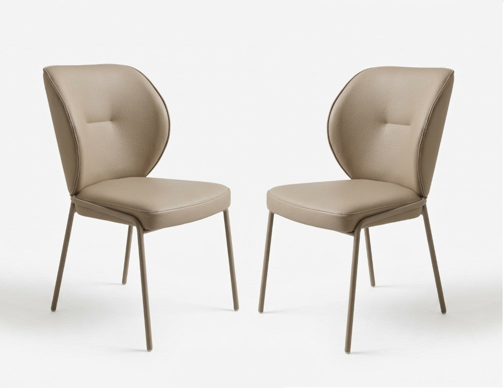 English Elm Modern Faux Leather Tufted Dining Chair Set of Two with Petal Backrest and Steel Legs B091P549752