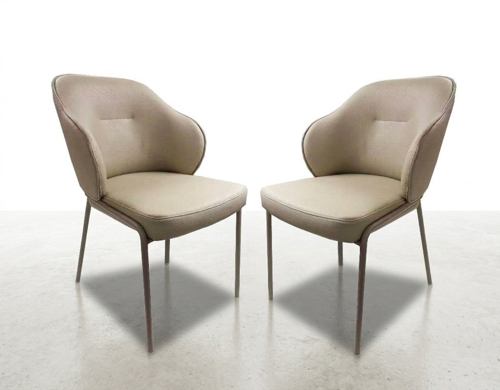 English Elm Modern Wingback Leatherette Dining Armchair Set with Tufted Back and Tapered Legs B091P549756