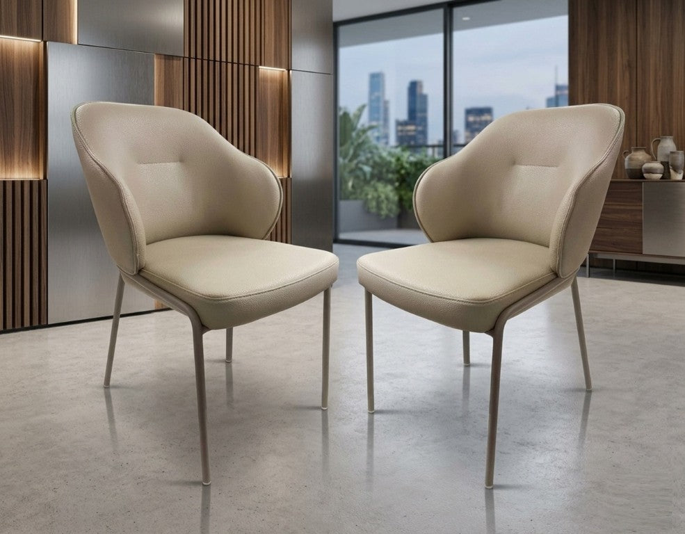 English Elm Modern Wingback Leatherette Dining Armchair Set with Tufted Back and Tapered Legs B091P549756