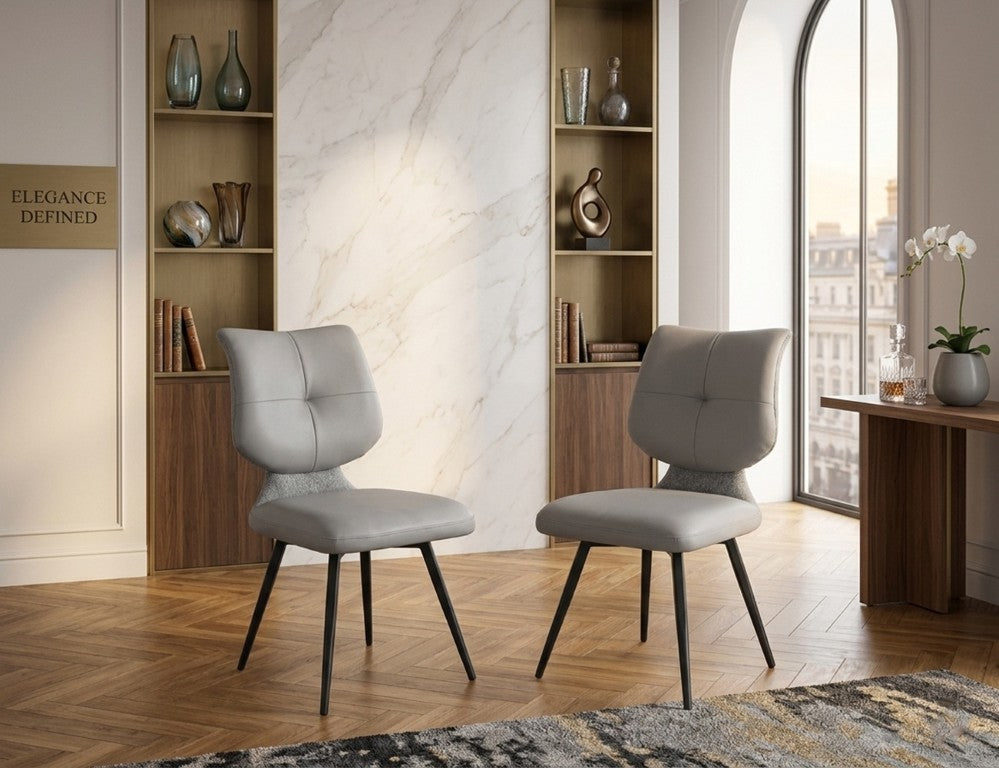 English Elm Modern Tufted Faux Leather Dining Chair Set of Two with Sleek Black Metal Legs B091P549757