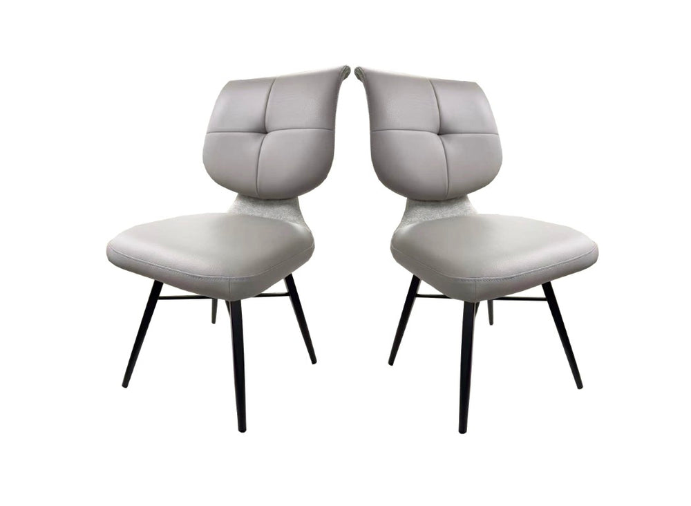 English Elm Modern Tufted Faux Leather Dining Chair Set of Two with Sleek Black Metal Legs B091P549757