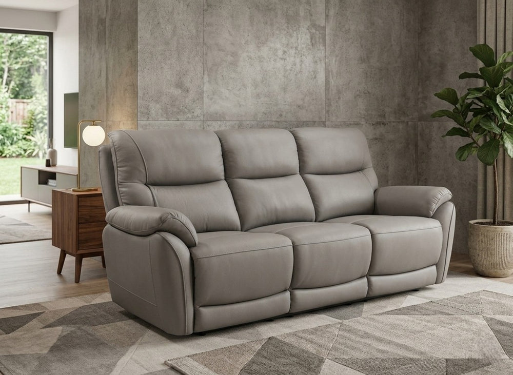 English Elm Rado Three Seat Top Grain Leather Sofa Taupe Traditional Living Room Comfort B091P549760