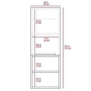 English Elm Medicine Cabinet with Open Shelves and Enclosed Storage for a Contemporary Bathroom B092122812