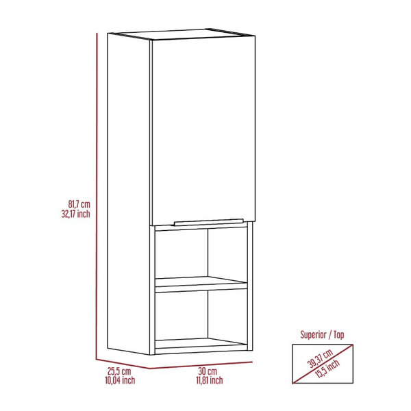 English Elm Medicine Cabinet with Open Shelves and Enclosed Storage for a Contemporary Bathroom B092122812