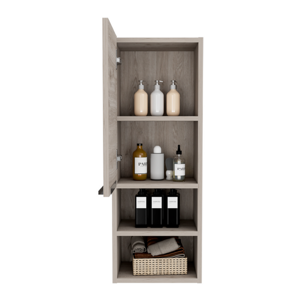 English Elm Medicine Cabinet with Open Shelves and Enclosed Storage for a Contemporary Bathroom B092122812
