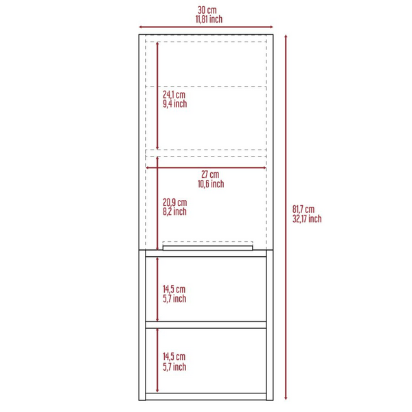 English Elm Medicine Cabinet with Open Shelves and Enclosed Storage for a Contemporary Bathroom B092122812