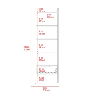 English Elm Ladder Bookcase with Five Open Shelves One Drawer Dark Walnut Home Office Display B092122875