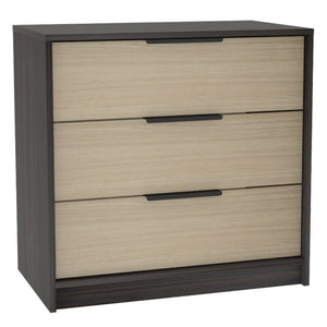 English Elm 3 Drawer Compact Dresser in Two-tone Wengue Pine Finish for Bedroom or Entryway B092122999